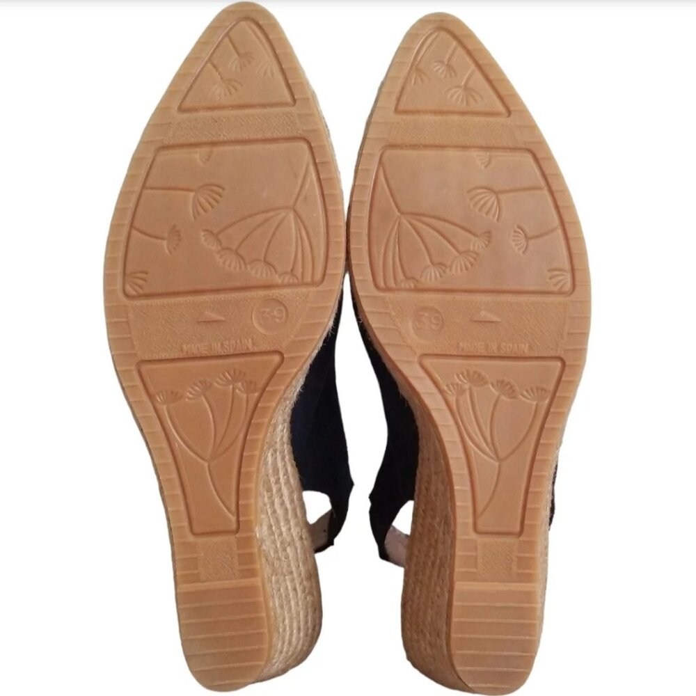 Navy Espadrille Wedge Slingback Shoes - Picture 4 of 9